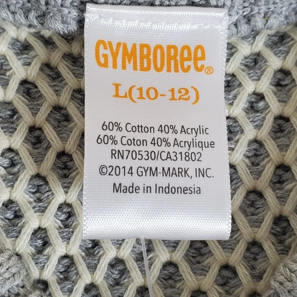 Gymboree Youth Boy's Sweater SZ L 10-12 Gray & White V-neck Long Sleeve NWTG